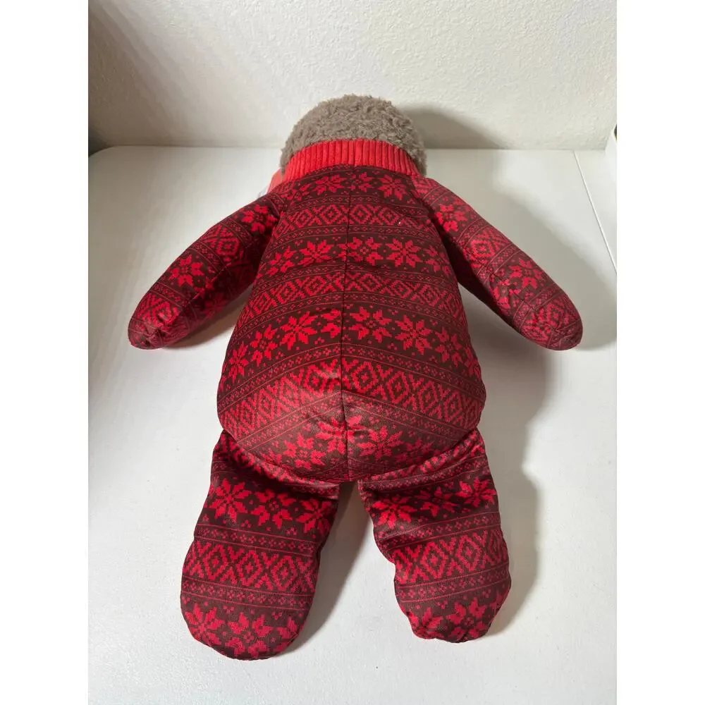 Books & Barkley NWT Crinkly Squeaker Bear Dog Toy Plush Red Winter Holiday 21